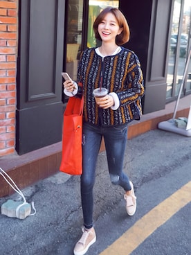 「imvely」｜「アイテム（サンダル）」を使った、jihyun_imvelyさん（レディース・163cm）の冬コーディネート