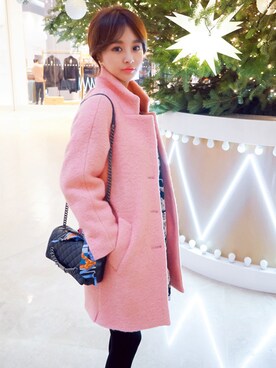「imvely」｜「アイテム（ダウンジャケット/コート）」を使った、jihyun_imvelyさん（レディース・163cm）の冬コーディネート