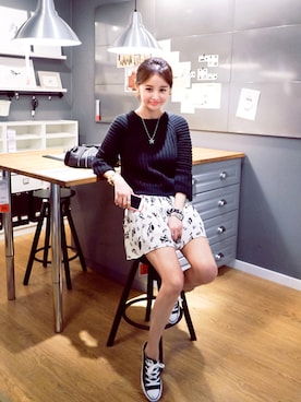 「黒ニット」｜jihyun_imvelyさん（レディース・163cm）の冬コーディネート