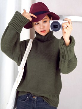 「imvely」｜「アイテム（帽子）」を使った、jihyun_imvelyさん（レディース・163cm）の冬コーディネート