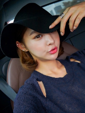「imvely」｜「アイテム（帽子）」を使った、jihyun_imvelyさん（レディース・163cm）の冬コーディネート