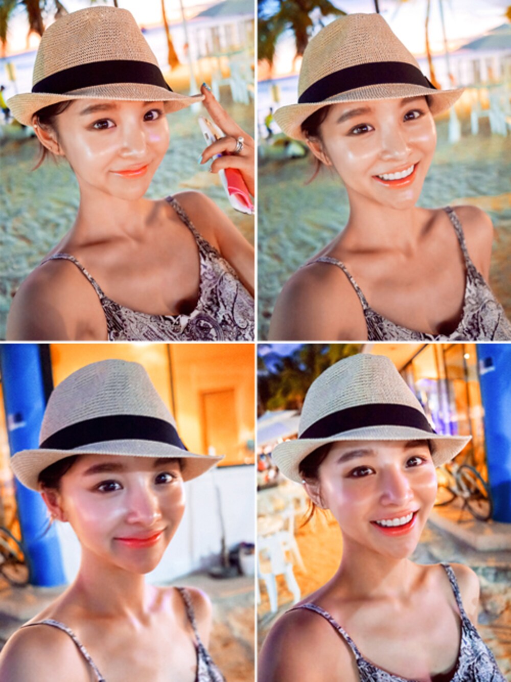 「summer、hat、ピクニック、麦わら帽子、ツバ広ハット、SELFIE、レジャースタイル、フェドラハット、imvely」｜「imvelyのsafariフェドラ（キャップ、ベージュ系）」を使った、jihyun_imvelyさん（レディース・163cm）の春コーディネートの1枚目の写真