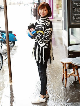 「imvely（-）のアイテム（ニット/セーター）」を使った、jihyun_imvelyさん（レディース・163cm）の秋コーディネート