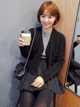 「imvely（-）のアイテム（ニット/セーター）」を使った、jihyun_imvelyさん（レディース・163cm）の冬コーディネート