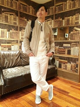 「tk.TAKEO KIKUCHI（ティーケータケオキクチ）のアイテム（MA-1）」を使った、天王寺MIO TK STAFFさん（メンズ・171cm）の冬コーディネート