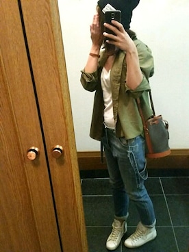 「Leather Crown（レザークラウン）のアイテム」を使った、Ririさん（レディース・166cm）の秋コーディネート