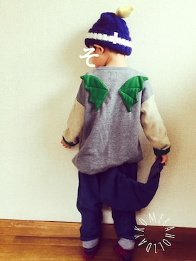 「MoL（モル）のアイテム（帽子）」を使った、ちったんさん（キッズ・100cm）の冬コーディネート