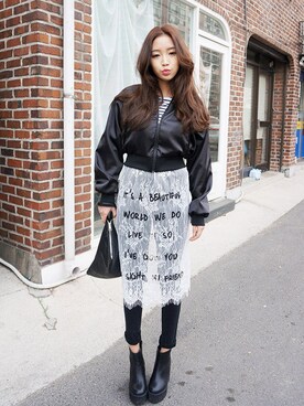 「レディース」｜「アイテム（ブルゾン）」を使った、STYLENANDAさん（レディース・164cm）の春コーディネート