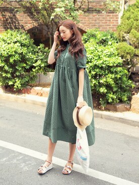 「 ハット」｜「アイテム（ワンピース/ドレス）」を使った、STYLENANDAさん（レディース・166cm）の春コーディネート