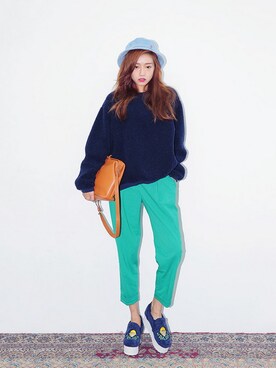 「 ハット」｜「アイテム（スウェット）」を使った、STYLENANDAさん（レディース・166cm）の秋コーディネート