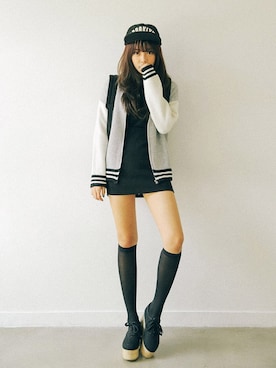 「ウエストイン」｜「アイテム（スタジャン）」を使った、STYLENANDAさん（レディース・164cm）の秋コーディネート