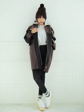 「ウエストイン」｜「アイテム（ダッフルコート）」を使った、STYLENANDAさん（レディース・164cm）の秋コーディネート