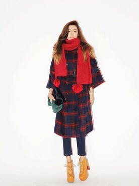 「ニットマフラー」｜STYLENANDAさん（レディース・166cm）の冬コーディネート