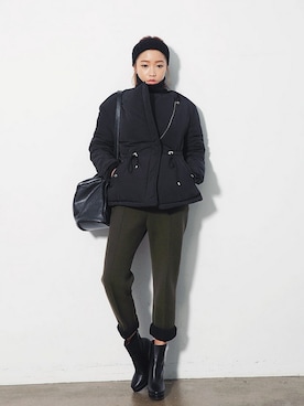 「STYLENANDA」｜「アイテム（ノーカラージャケット）」を使った、STYLENANDAさん（レディース・162cm）の冬コーディネート