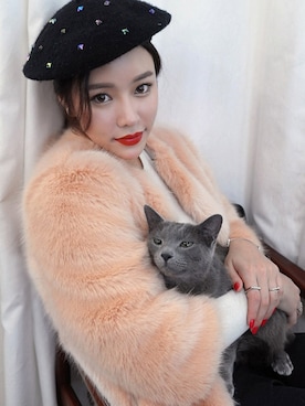 「ノーカラージャケット」｜「アイテム（その他アウター）」を使った、STYLENANDAさん（レディース・162cm）の冬コーディネート