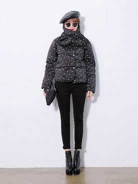 「STYLENANDA」｜「アイテム（ノーカラージャケット）」を使った、STYLENANDAさん（レディース・164cm）の冬コーディネート