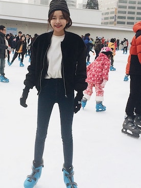 「STYLENANDA」｜「アイテム（ブルゾン）」を使った、STYLENANDAさん（レディース・164cm）の冬コーディネート