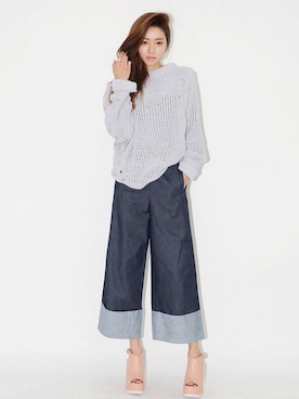 「透かしニット」｜STYLENANDAさん（レディース・166cm）の春コーディネート