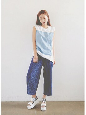 「アコーディオンプリーツ」｜「アイテム（その他）」を使った、STYLENANDAさん（レディース・162cm）の夏コーディネート