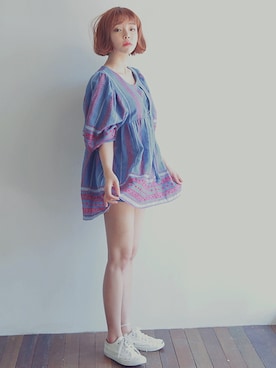 「部屋撮り」｜「アイテム（ワンピース/ドレス）」を使った、STYLENANDAさん（レディース・164cm）の夏コーディネート