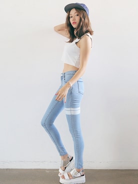 「 スキニージーンズ」｜STYLENANDAさん（レディース・166cm）の夏コーディネート