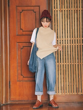 「アイテム（その他、ブルー系）」を使った、STYLENANDAさん（レディース・164cm）の秋コーディネート