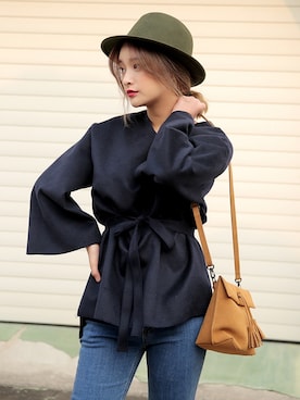 「アイテム（その他、レッド系）」を使った、STYLENANDAさん（レディース・164cm）の秋コーディネート