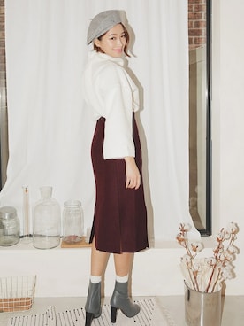 「コクーンスカート」｜「アイテム（スウェット）」を使った、STYLENANDAさん（レディース・164cm）の秋コーディネート