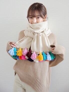 「ニットマフラー」｜STYLENANDAさん（レディース・164cm）の冬コーディネート