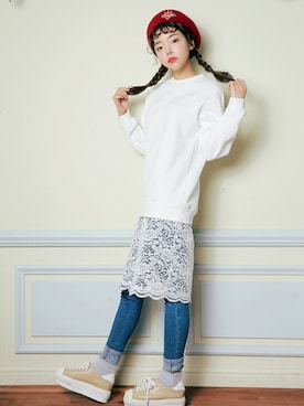 「 レース」｜「アイテム（ワンピース/ドレス）」を使った、STYLENANDAさん（レディース・164cm）の冬コーディネート