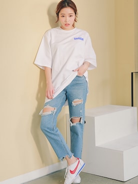 「アイテム（その他、ブルー系）」を使った、STYLENANDAさん（レディース・164cm）の春コーディネート