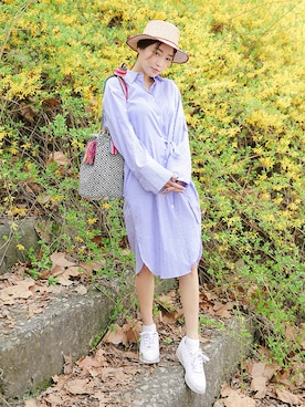 「 ハット」｜「アイテム（その他）」を使った、STYLENANDAさん（レディース・164cm）の春コーディネート