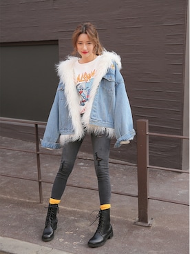 「 カジュアル」｜「アイテム（その他）」を使った、STYLENANDAさん（レディース・164cm）の冬コーディネート