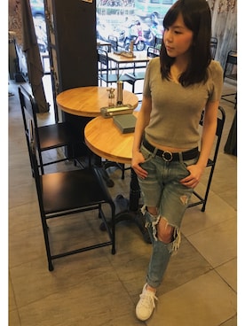 「a fadのアイテム」を使った、Oliviaさん（レディース・155cm）の夏コーディネート