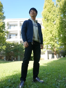 「Design Tshirts Store graniph（デザイン　ティーシャツ　ストア　グラニフ）のアイテム（ブルゾン）」を使った、PT漢さん（メンズ・176cm）の秋コーディネート
