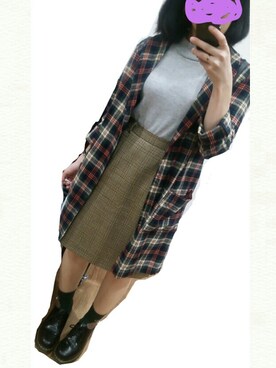 「しまむら（シマムラ）のアイテム（トップス、グレー系）」を使った、きおさん（レディース・156cm）の秋コーディネート