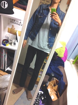 「Levi's（リーバイス）のアイテム（デニムジャケット、ブルー系）」を使った、ゆーきさん（メンズ・182cm）の秋コーディネート