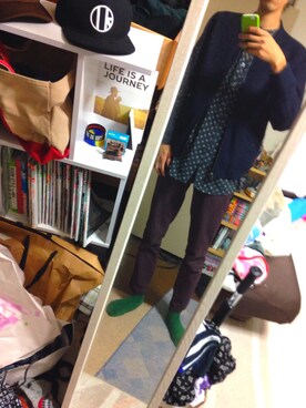 「GAP（ギャップ）のアイテム（チノパンツ、レッド系）」を使った、ゆーきさん（メンズ・182cm）の秋コーディネート