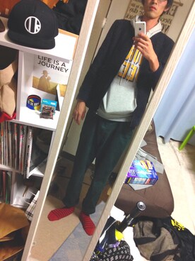 「GGD（ジージーディー）のアイテム（その他パンツ、グリーン系）」を使った、ゆーきさん（メンズ・182cm）の秋コーディネート