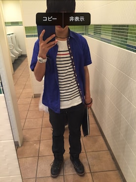 「青シャツ」｜NaRiさん（メンズ・171cm）の春コーディネート