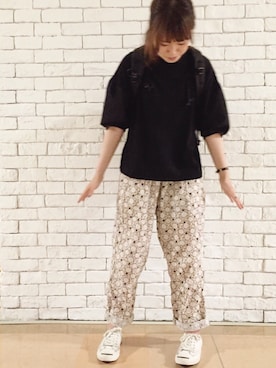「くるりんぱヘアー」｜「アイテム（パンツ）」を使った、zooさん（レディース・156cm）の夏コーディネート
