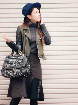 「glamb（グラム）のアイテム（ジャケット/アウター）」を使った、【Muel Chic】中村沙織さん（レディース・162cm）の秋コーディネート