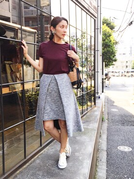 「ボンディング」｜「アイテム（アクセサリー）」を使った、【Muel Chic】中村沙織さん（レディース・162cm）の夏コーディネート