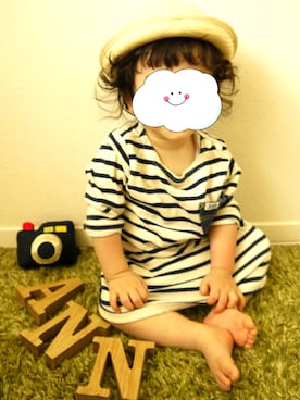 「COMME CA DU MODE（コムサデモード）のアイテム（帽子）」を使った、ann さん（キッズ・80cm）の夏コーディネート