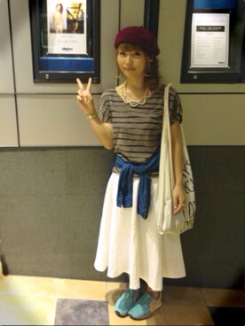 「ハグマグ」｜「アイテム（ハンチング/ベレー帽）」を使った、yukaさん（レディース・156cm）の秋コーディネート