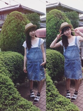 「7月WEAR夏のサンダル祭り」｜「アイテム（オールインワン・サロペット）」を使った、みどりいろさん（レディース・160cm）の夏コーディネート