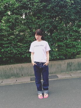 「URBAN RESEARCH（アーバンリサーチ）のアイテム（ビーチサンダル）」を使った、みどりいろさん（レディース・160cm）の夏コーディネート