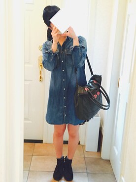 「PAGEBOY（ページボーイ）のアイテム（シャツワンピース）」を使った、marielさん（レディース・163cm）の秋コーディネート