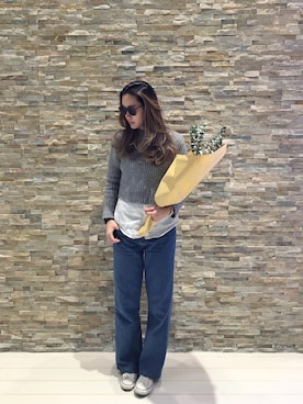 「Planet blue world（プラネットブルーワールド）のアイテム」を使った、Judy Y. Chenさん（レディース・167cm）の冬コーディネート