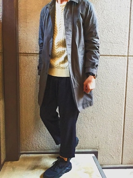 「アイテム（ステンカラーコート）」を使った、ゆーまさん（メンズ・178cm・10代）の秋コーディネート